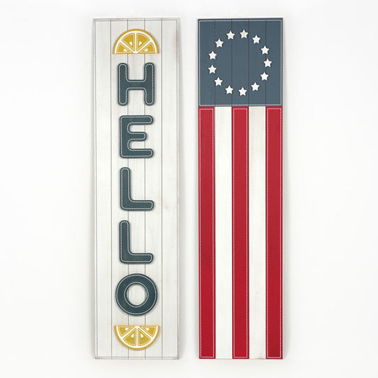 Double Sided Summer Sign - Hello/American Flag - LOCAL PICKUP ONLY