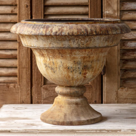 Aged Metal Garden Urn - For Local Pick Up ONLY