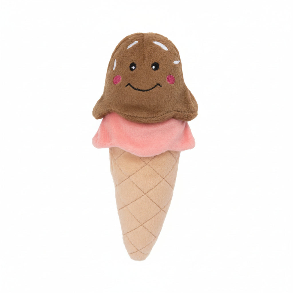 ice cream cone plus dog toy on white background