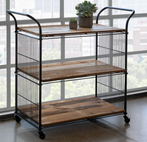Park Hill Reclaimed Wood & Metal Kitchen Cart - Local Pick Up ONLY