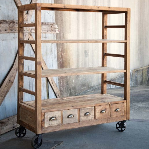 Park Hill Vintage Style Rolling Factory Shelves - Local Pick Up ONLY