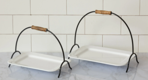 White Serving Tray with Handle
