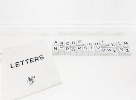 White Wood Tiles - Letters