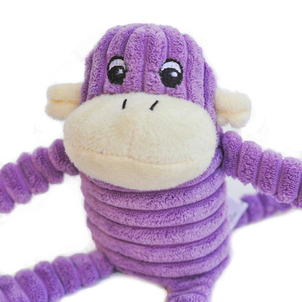Spencer the Crinkle Monkey Dog Toy - Purple