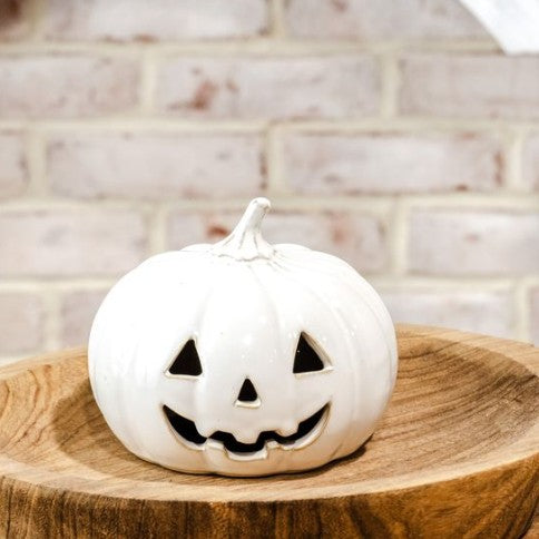 White Ceramic Jack-O'-Lantern
