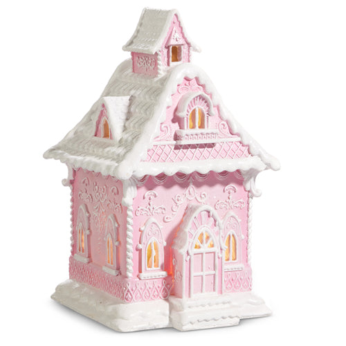 Pink Lighted Gingerbread House