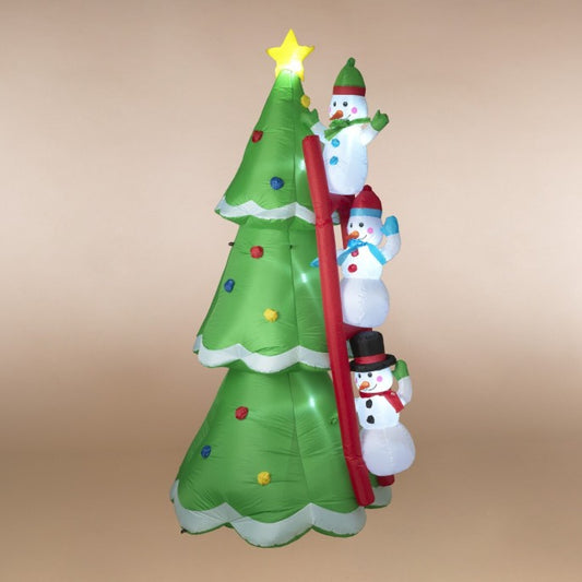 8" Lighted Inflatable Snowmen Climbing Tree