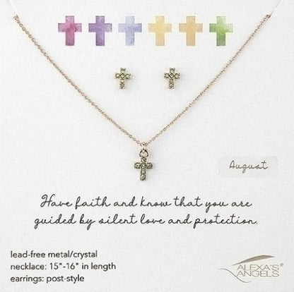 Alexa's Angels Birthstone Jewelry - Necklace and Earring Set