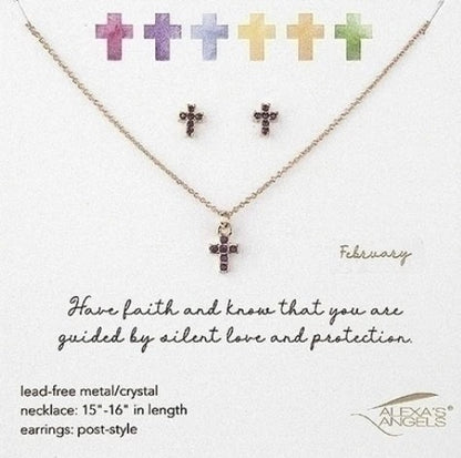 Alexa's Angels Birthstone Jewelry - Necklace and Earring Set