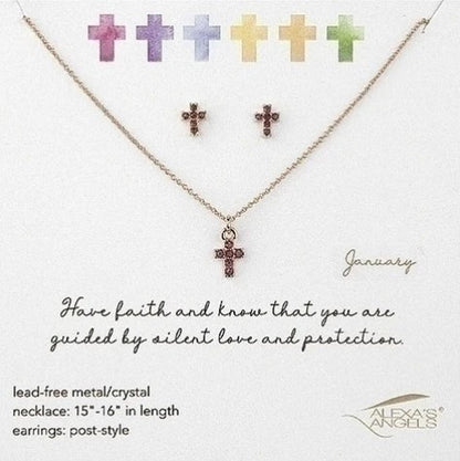 Alexa's Angels Birthstone Jewelry - Necklace and Earring Set