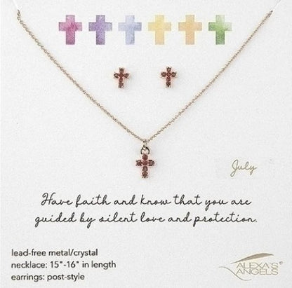 Alexa's Angels Birthstone Jewelry - Necklace and Earring Set