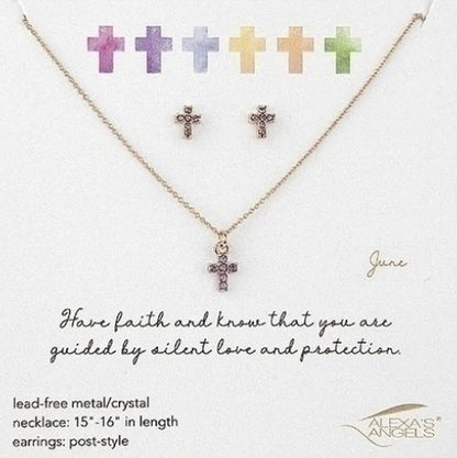 Alexa's Angels Birthstone Jewelry - Necklace and Earring Set