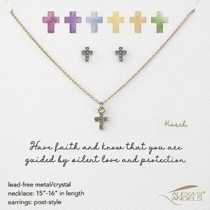 Alexa's Angels Birthstone Jewelry - Necklace and Earring Set