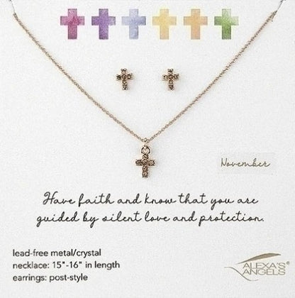 Alexa's Angels Birthstone Jewelry - Necklace and Earring Set