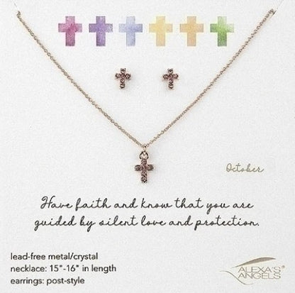 Alexa's Angels Birthstone Jewelry - Necklace and Earring Set