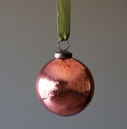 Antique Shiny Rose Glass Ball Ornament