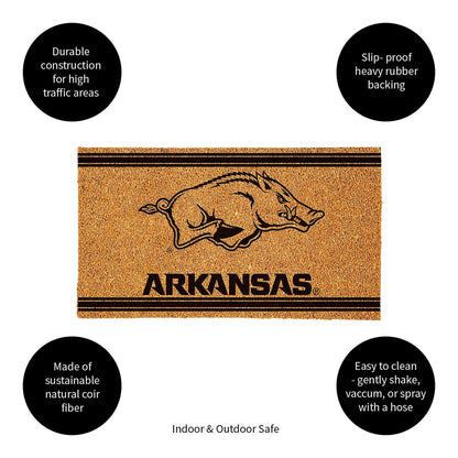 University of Arkansas Black Stripe Coir Mat