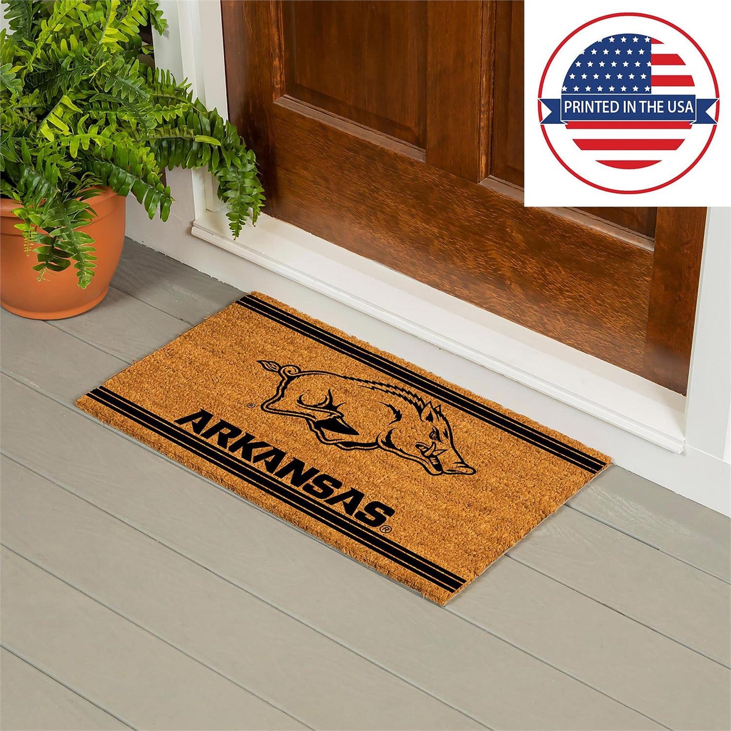 University of Arkansas Black Stripe Coir Mat