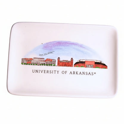 small trinket dish featuring the University of Arkansas skyline