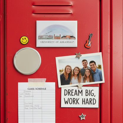 Magnet with illustration of University of Arkansas buildings 