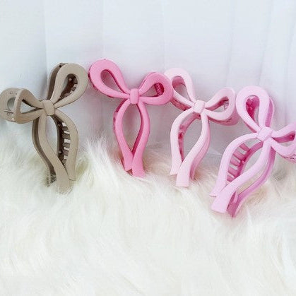 Pink and Taupe Shades Bow Clip