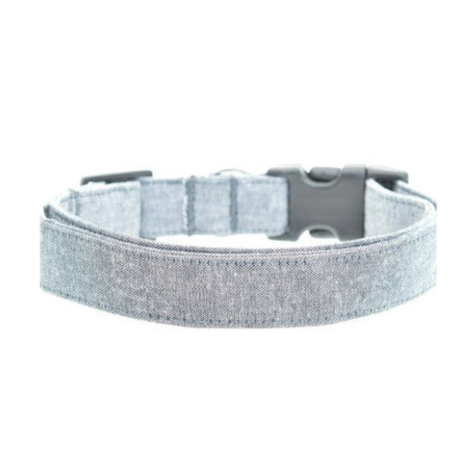black chambray dog collar on a white background