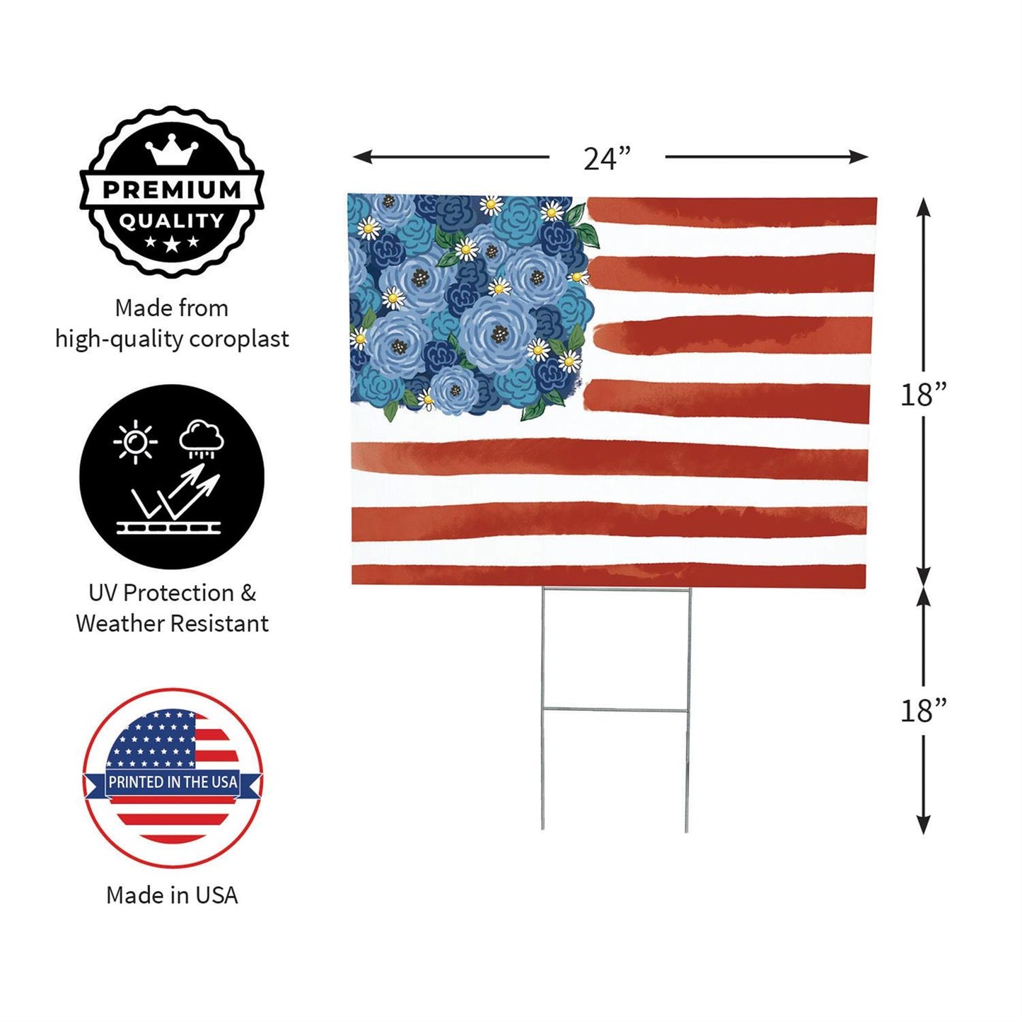 Patriotic American Flag Yard Signs