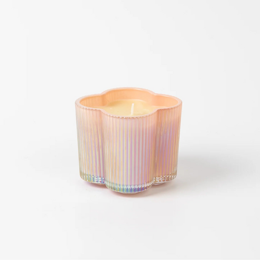 Sweet Grace iridescent glass candle on a white background