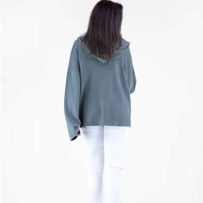 Casual Open Front Hooded Cardigan in Teal