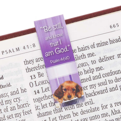 Be Still Magnetic Bookmark Set with Puppies - Psalm 46:10