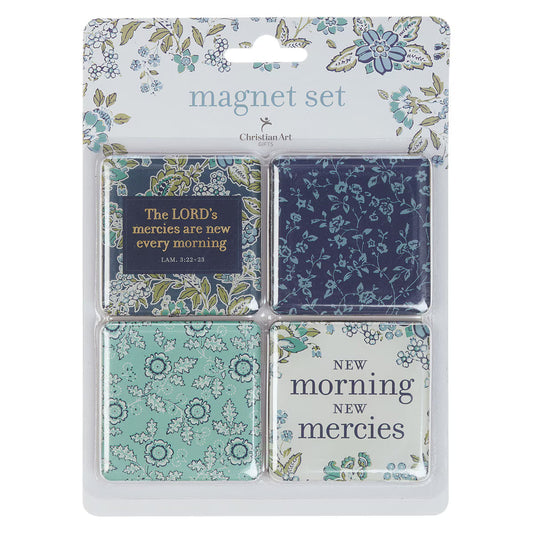 Morning Mercies Blue and Green Floral Magnet Set