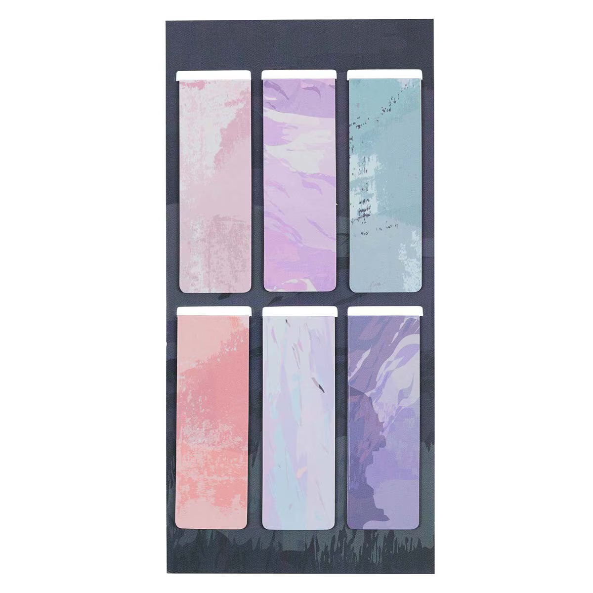 Set of colorful watercolor bookmarks on a black background