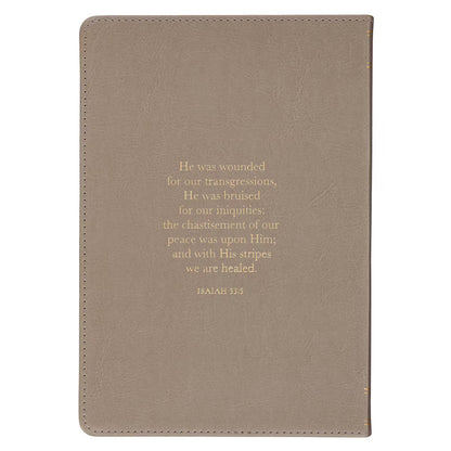 Amazing Grace Taupe Crown of Thorns Classic Faux Leather Journal Isaiah 53:5