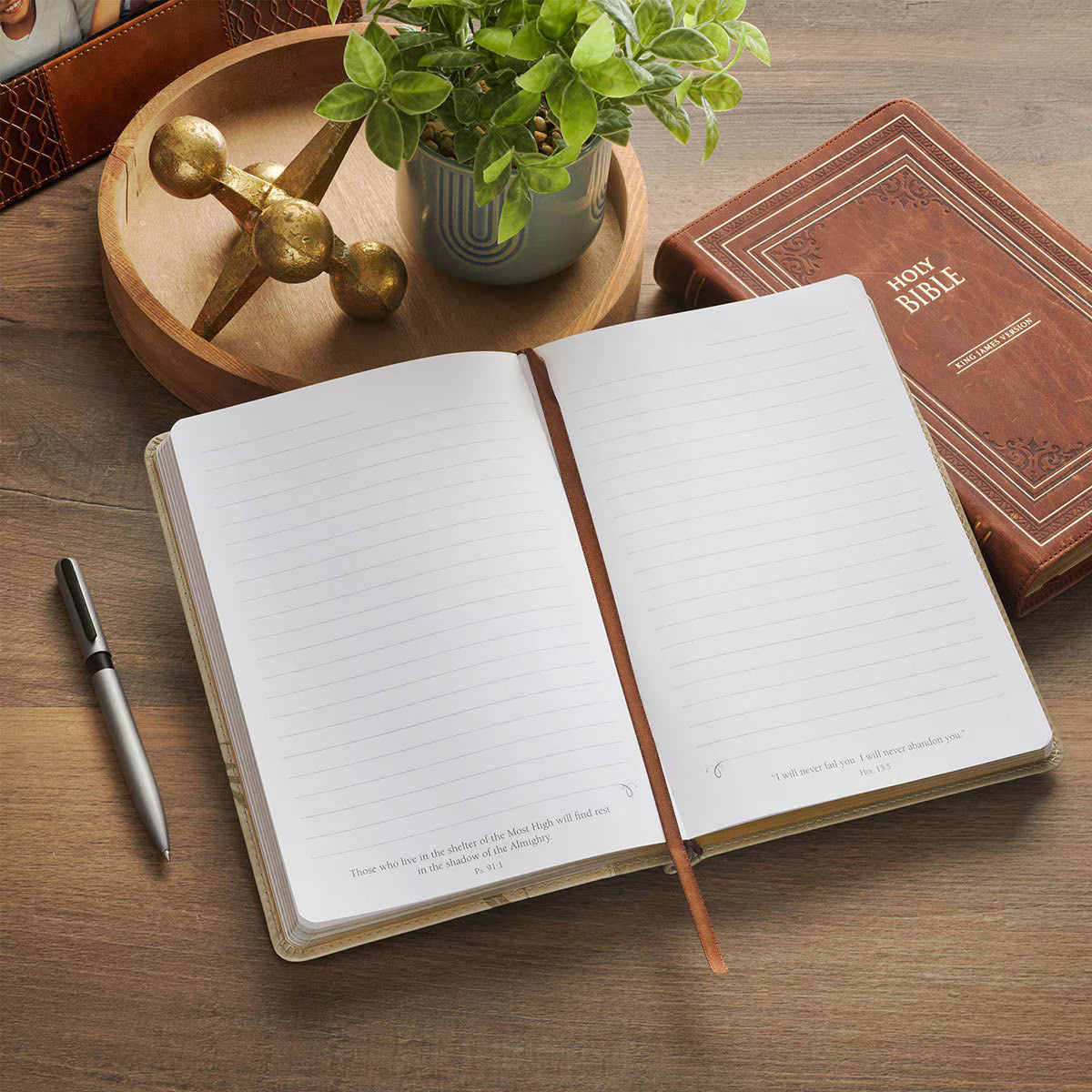 Amazing Grace Taupe Crown of Thorns Classic Faux Leather Journal Isaiah 53:5