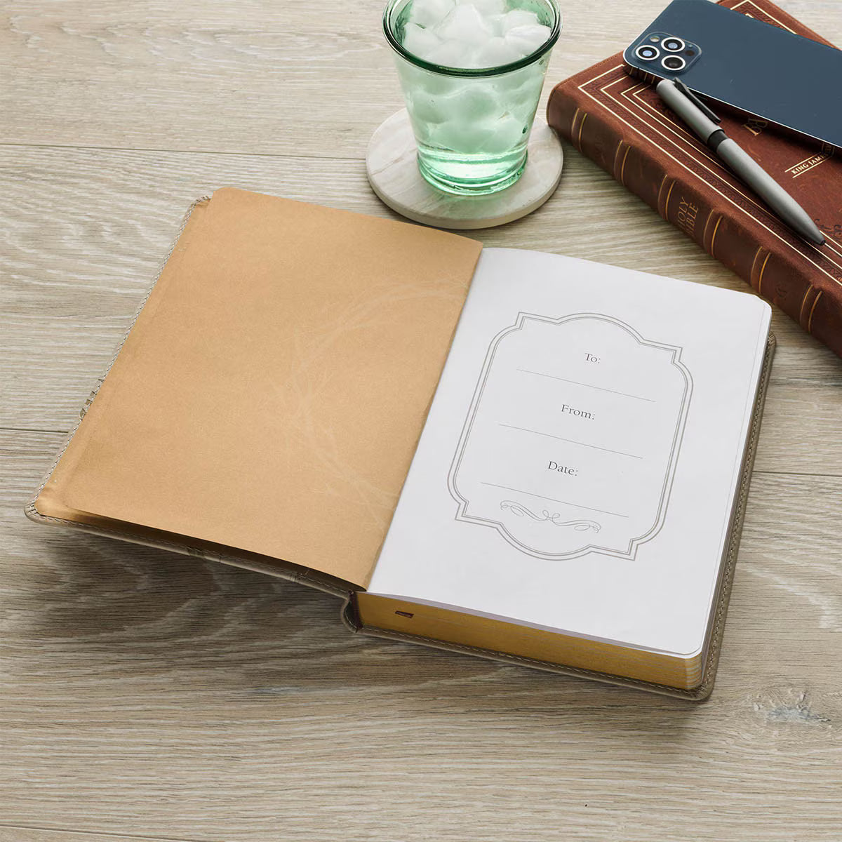 Amazing Grace Taupe Crown of Thorns Classic Faux Leather Journal Isaiah 53:5