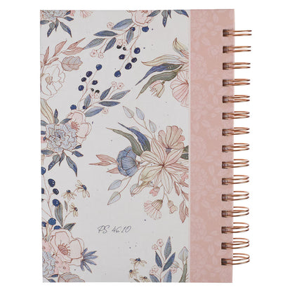 Be Still and Know Pink Floral Spiral Journal Psalm 46:10