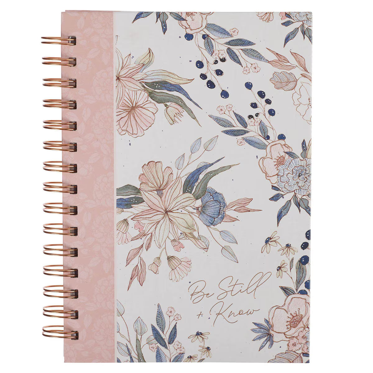 Be Still and Know Pink Floral Spiral Journal Psalm 46:10
