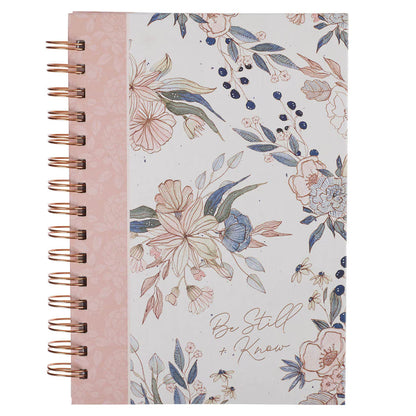 Be Still and Know Pink Floral Spiral Journal Psalm 46:10