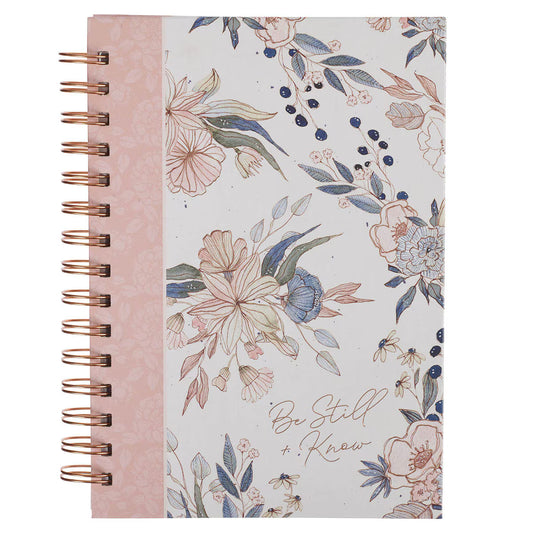Be Still and Know Pink Floral Spiral Journal Psalm 46:10