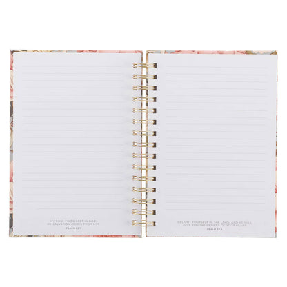 Be Strong and Courageous Delicate Dahlia Spiral Journal Joshua 1:9