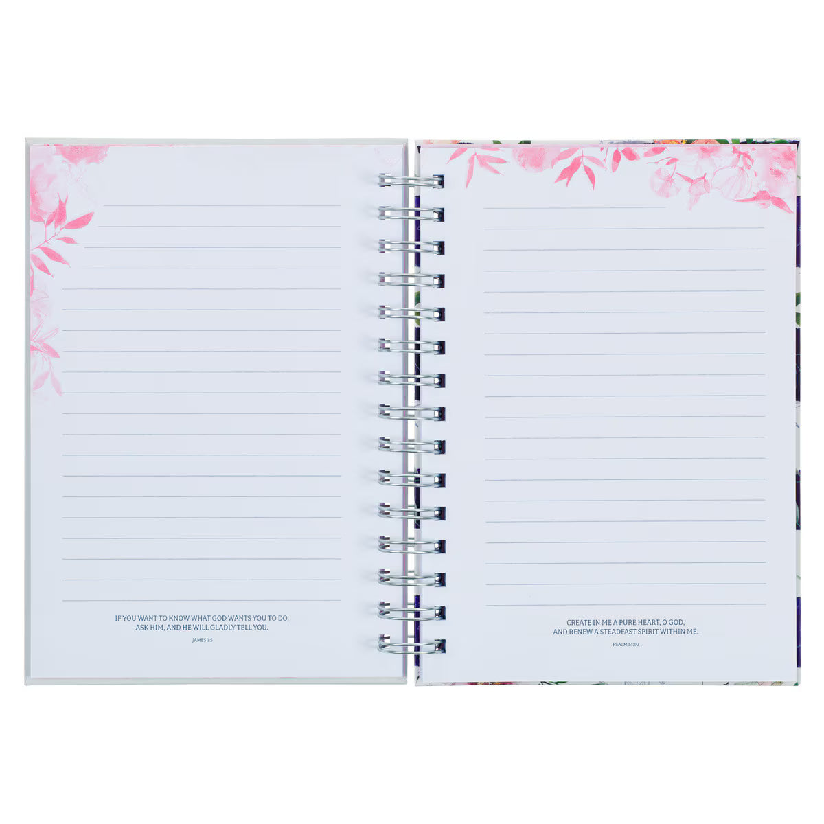 Bless You and Keep You White and Pink Floral Spiral Journal Numbers 6:24-25