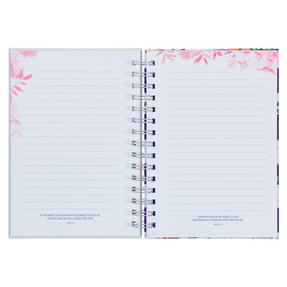 Bless You and Keep You White and Pink Floral Spiral Journal Numbers 6:24-25