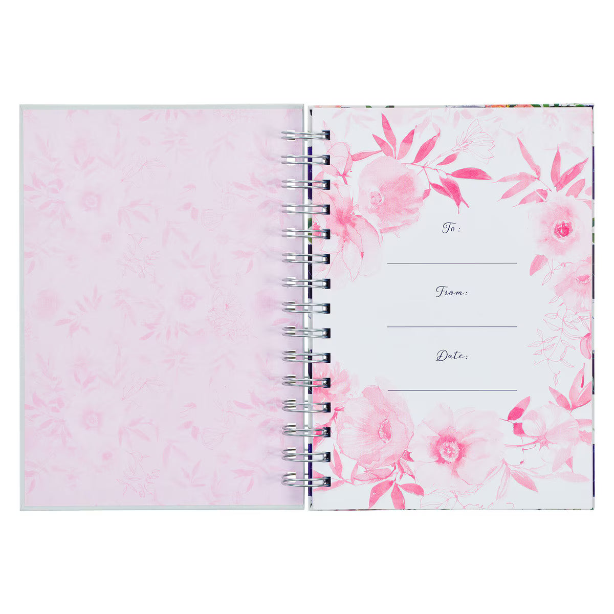 Bless You and Keep You White and Pink Floral Spiral Journal Numbers 6:24-25