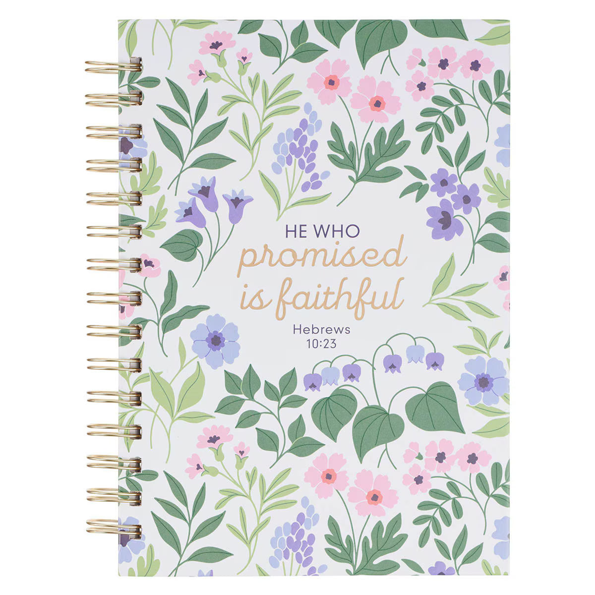 Journal Spiral White Floral He Who Promised Hebrews 10:23