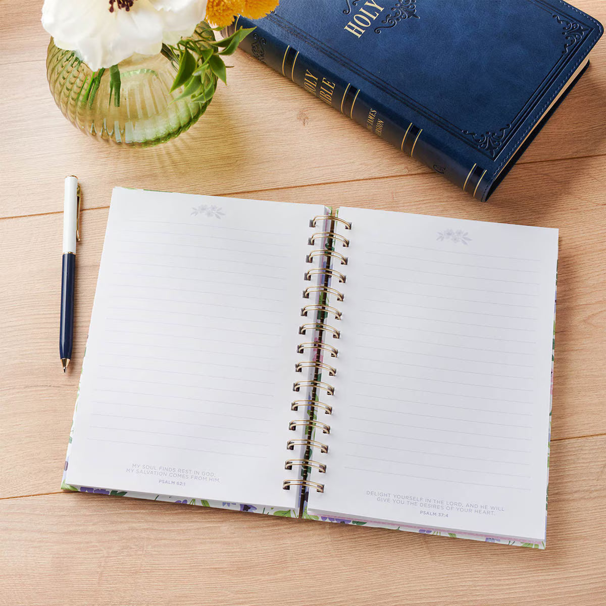 Journal Spiral White Floral He Who Promised Hebrews 10:23