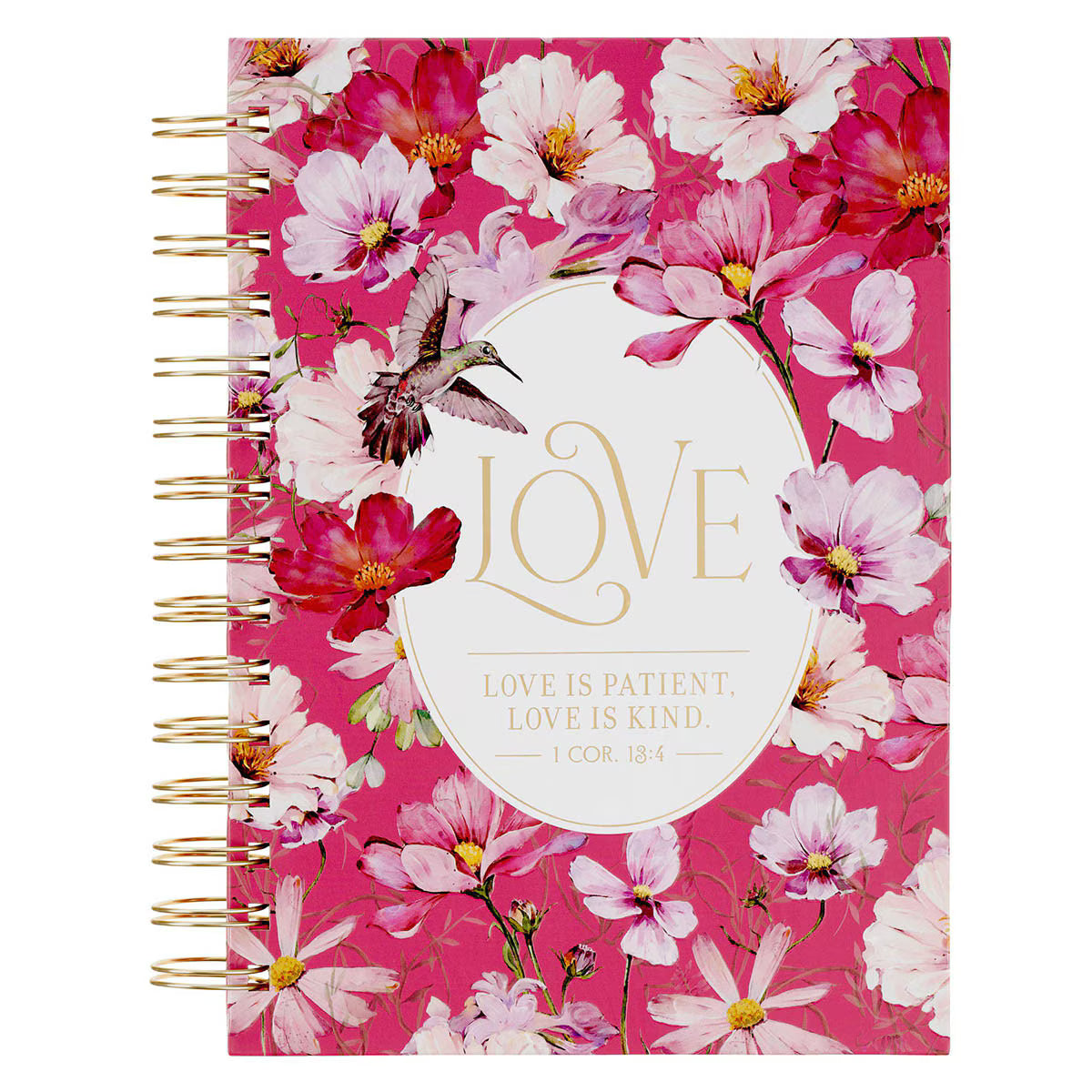 Love Cherry Pink Hummingbird Spiral Journal 1 Corinthians 13:4