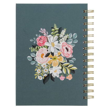 Love the Lord Teal Floral Spiral Journal Matthew 22:37