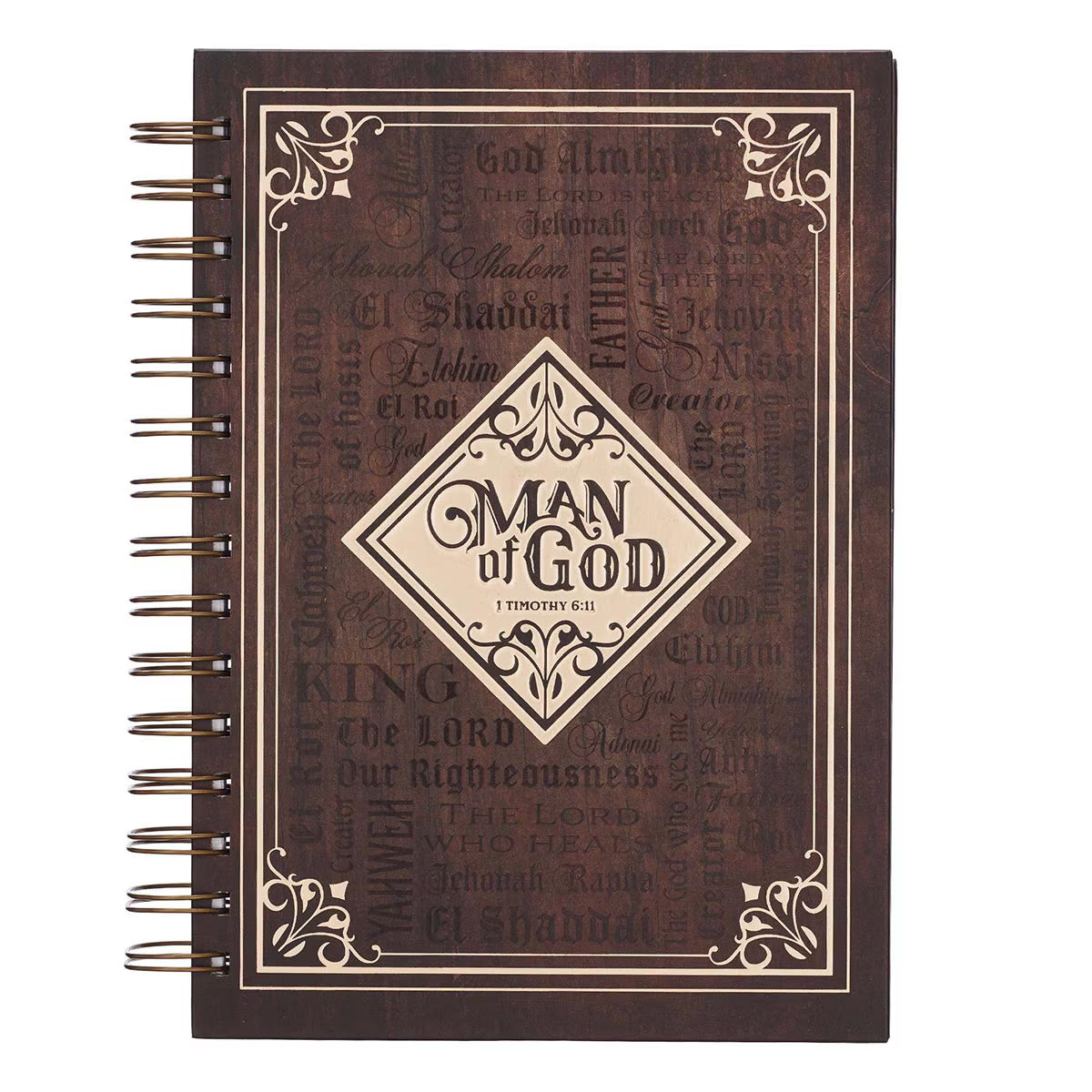 Man of God Large Spiral Journal Brown 1 Timothy 6:11