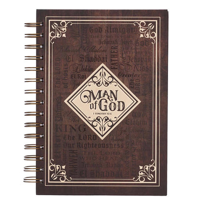 Man of God Large Spiral Journal Brown 1 Timothy 6:11