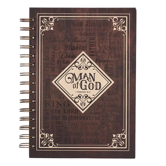 Man of God Large Spiral Journal Brown 1 Timothy 6:11